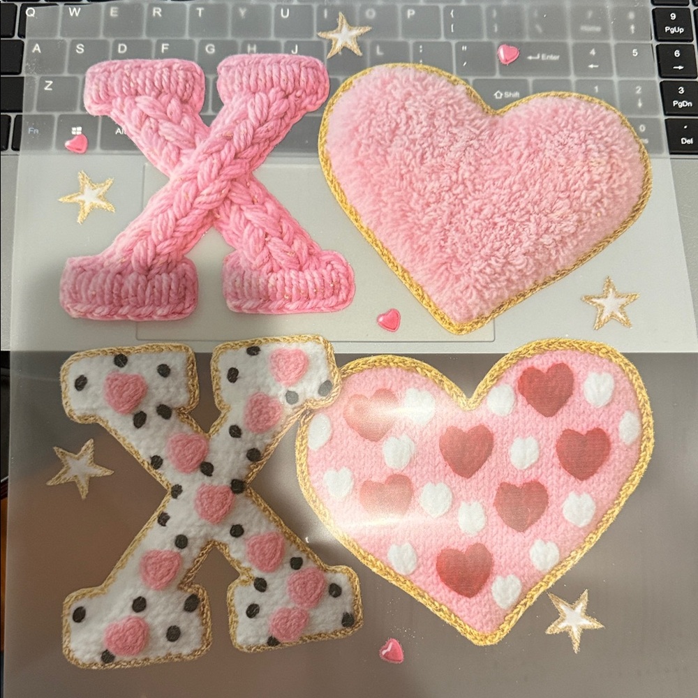 Pink and Gold Heart and X Stickers